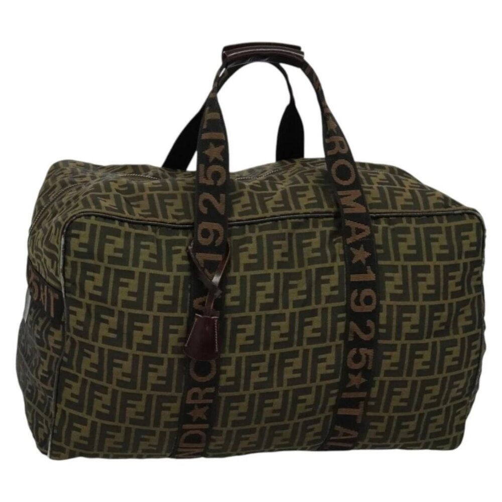 FENDI Zucca Canvas Boston Bag Brown Black Auth BA4042 - Picture 2 of 15